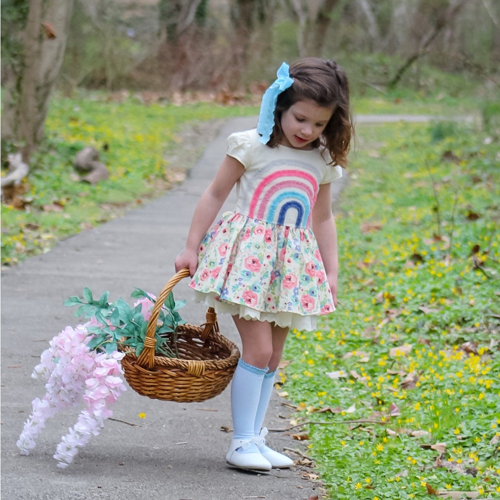 Baby Blue Ruffled Satin Ashton Bow - Picture 3 of 4